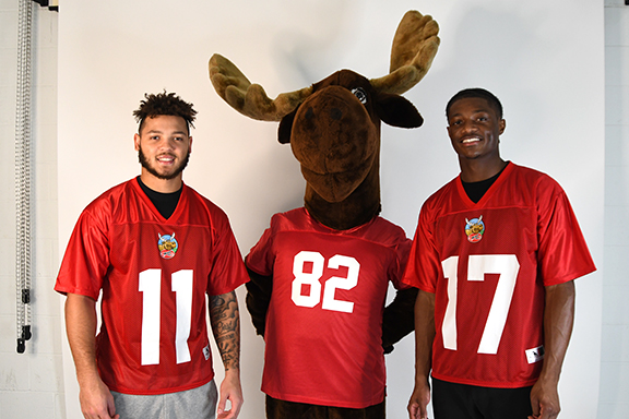 Carnell Tate Brandon Inniss and Mickey the Moose